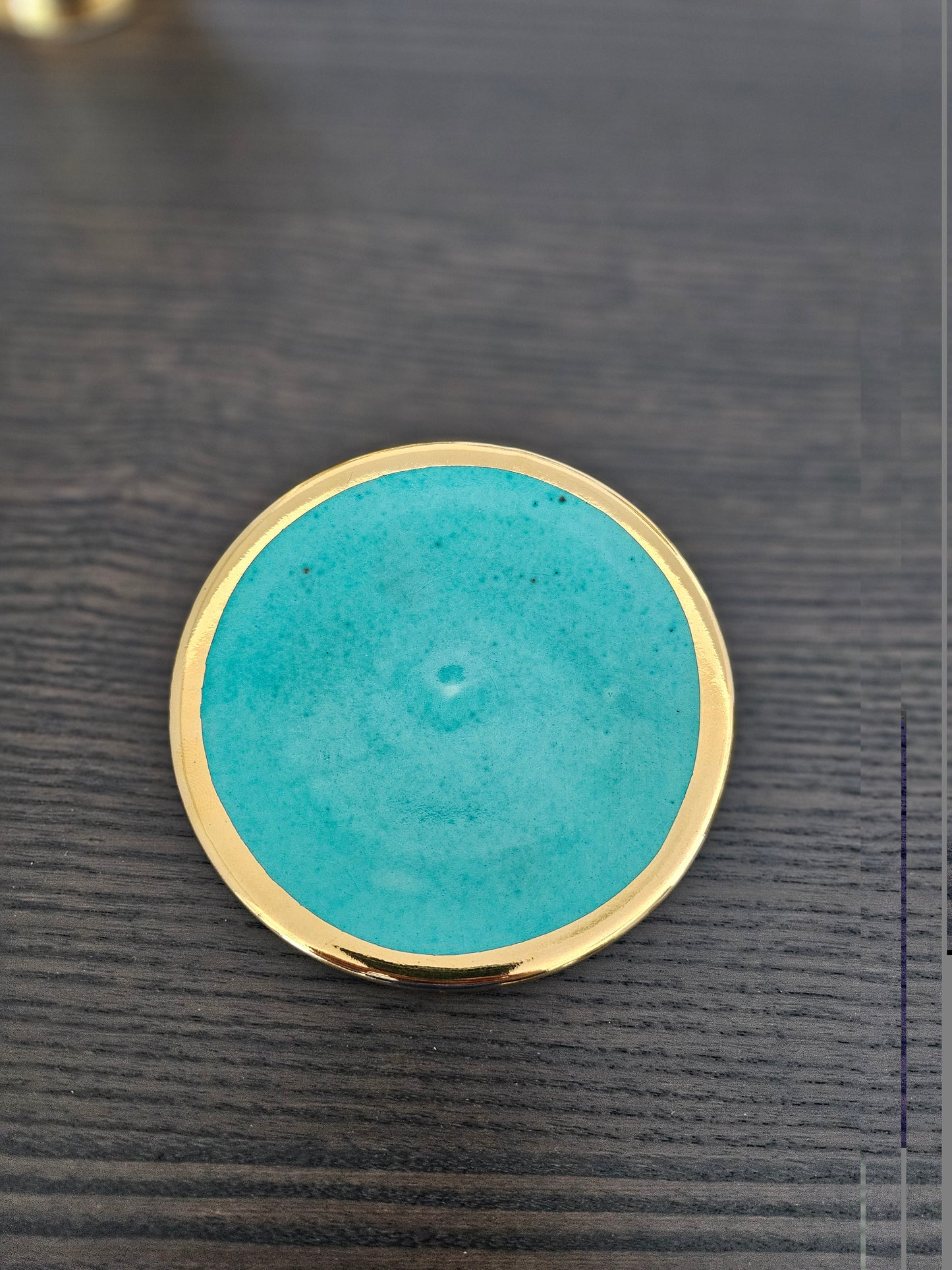 Handmade Ceramic Gold Edged Platted Evil Eye Coaster / Platter / Saucer