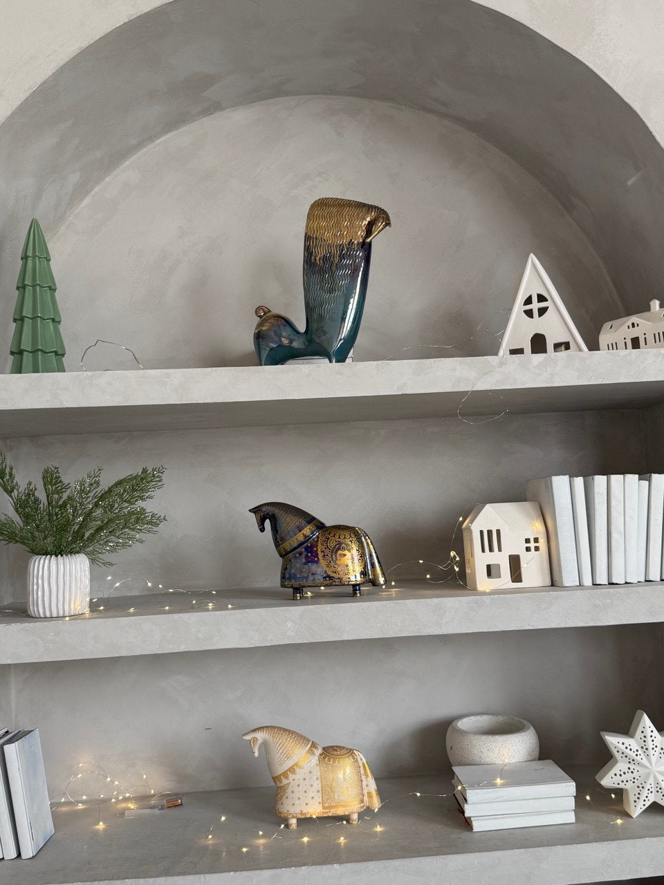 Modern Knight Horse Ceramic Statues