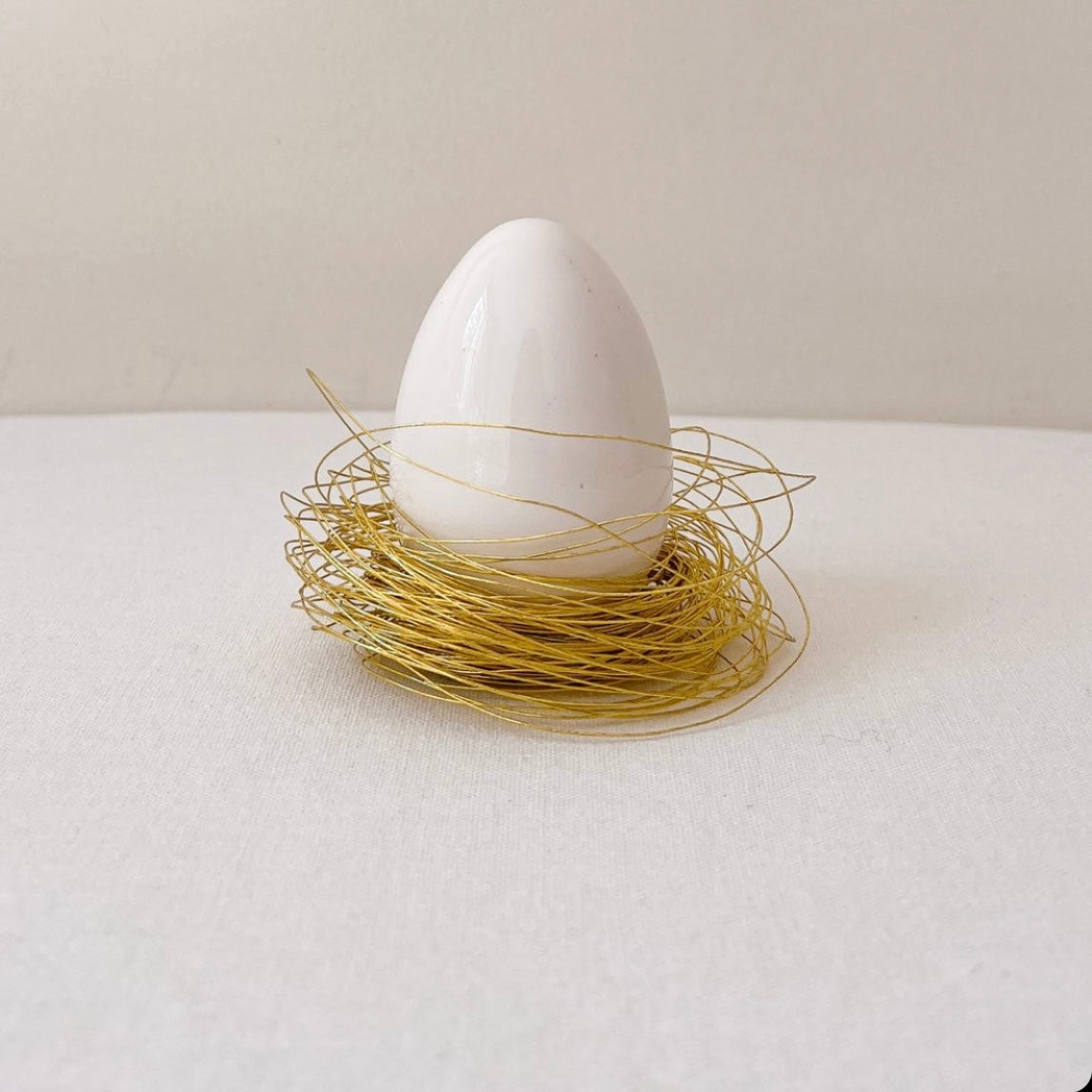 Handmade Lustered Ceramic Eggs with Crown / Nest