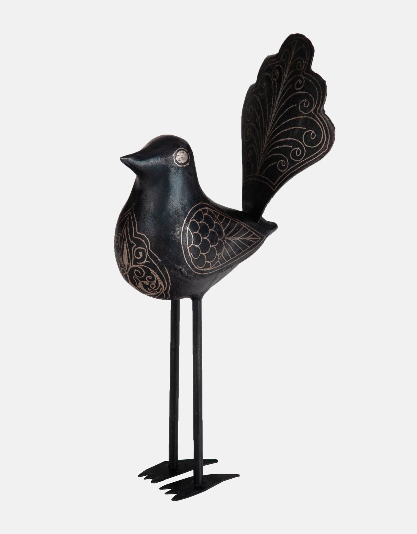 Tall Metal Bird with High Tail