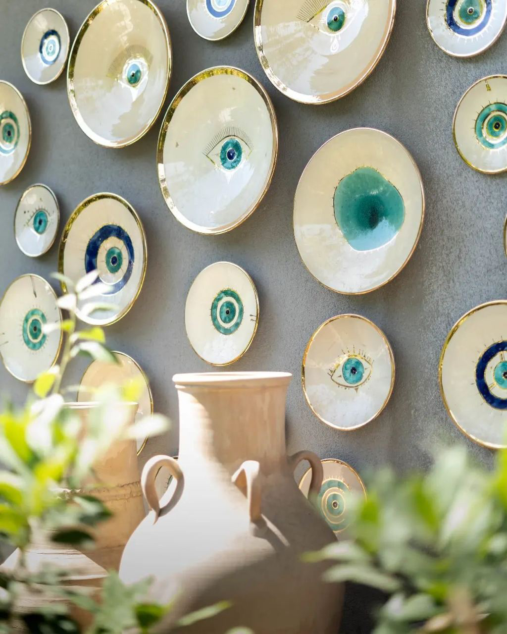 Evil Eye Gold Plated Plate (Mixed Blue Eye)