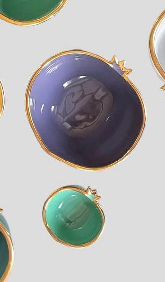 Gold Trim Pomegranate Bowl