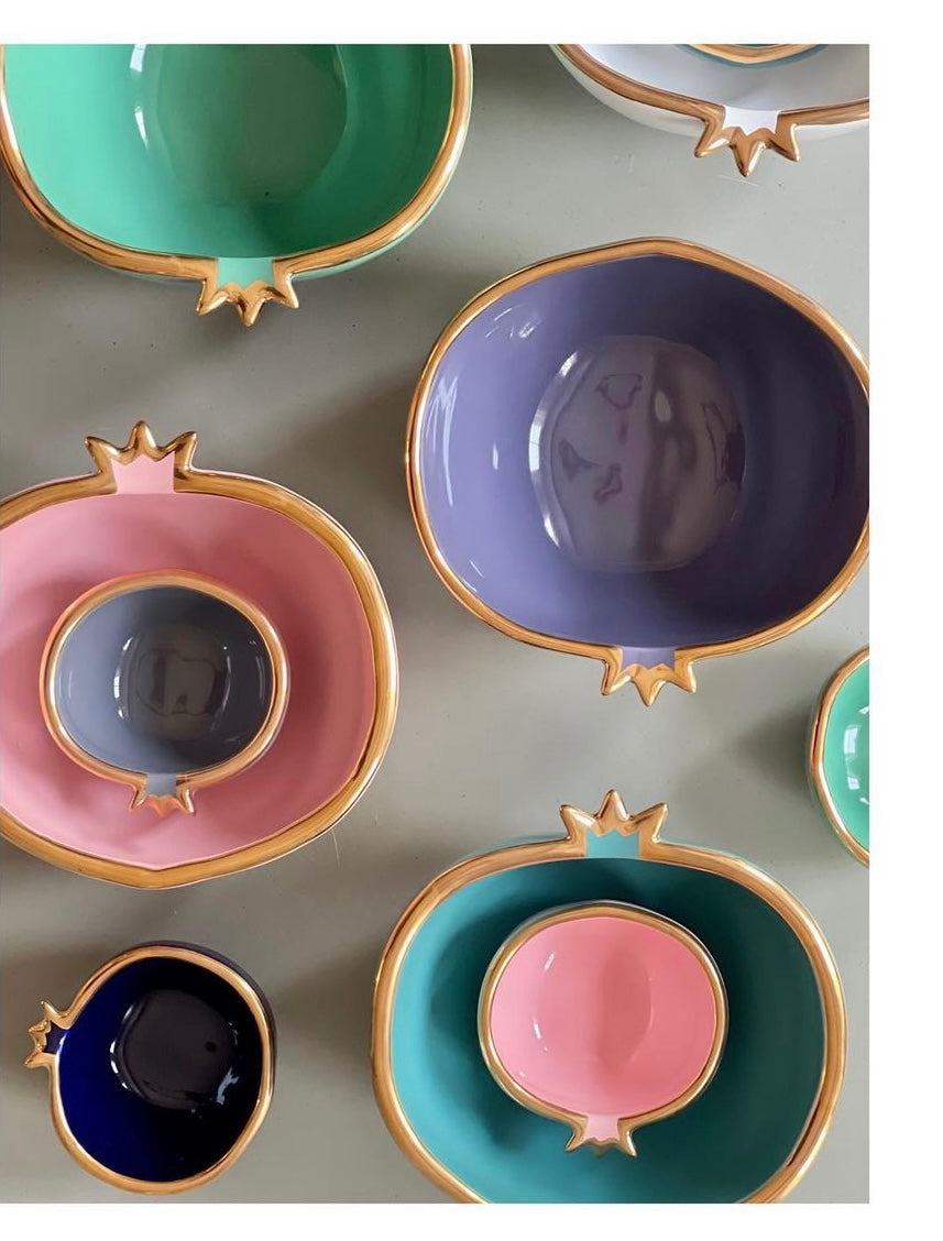 Gold Trim Pomegranate Bowl