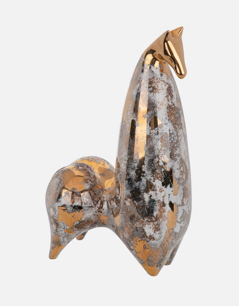 Modern Ceramic Gold Lustered Horse Figurine
