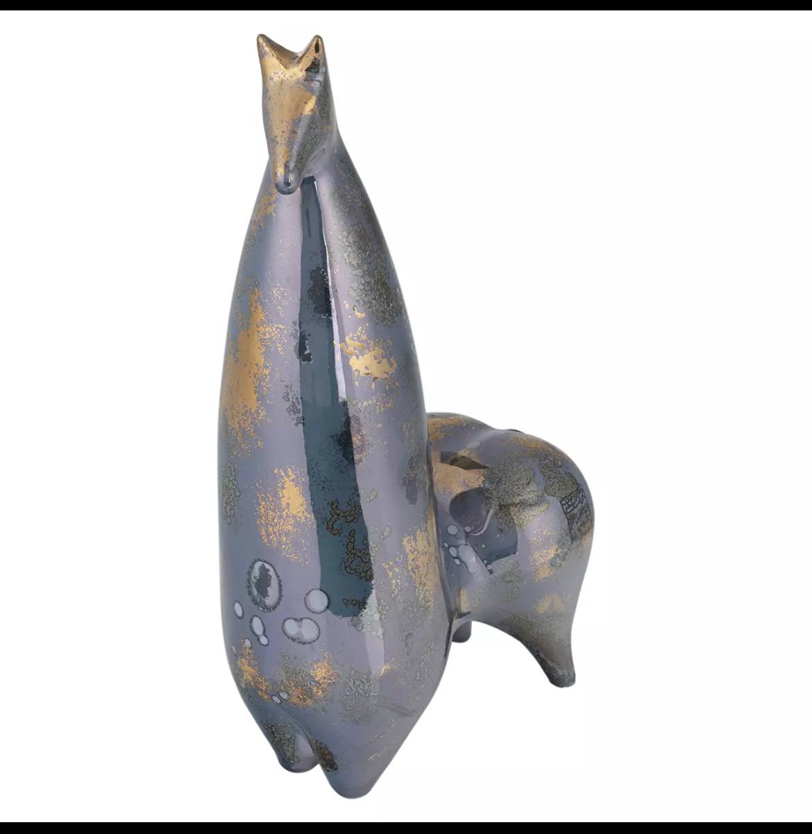 Modern Ceramic Gold Lustered Horse Figurine