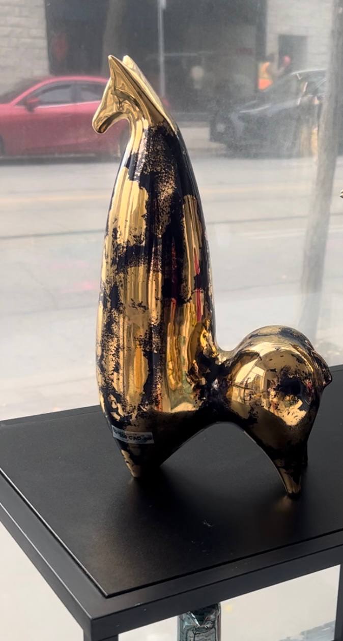 Modern Ceramic Gold Lustered Horse Figurine