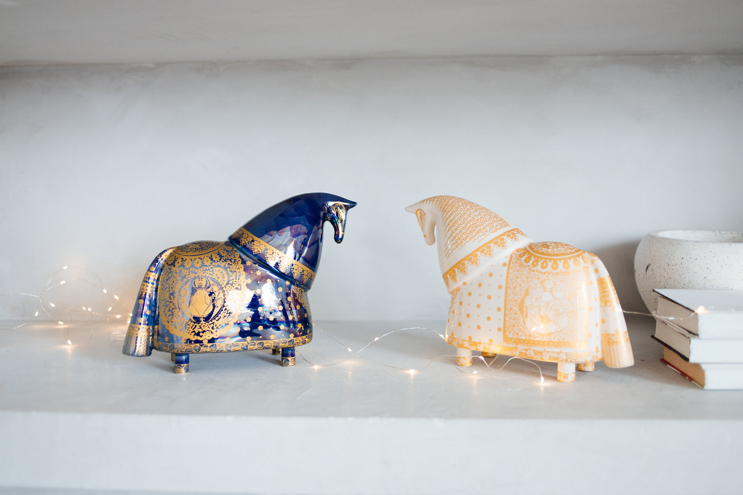 Modern Knight Horse Ceramic Statues