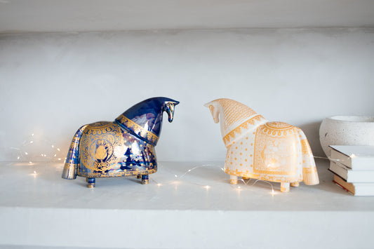 Modern Knight Horse Ceramic Statues