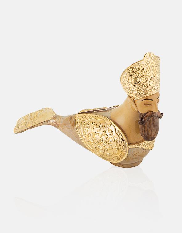 Handmade Ceramic The King & The Queen Gold & Platinum Bird set Statues