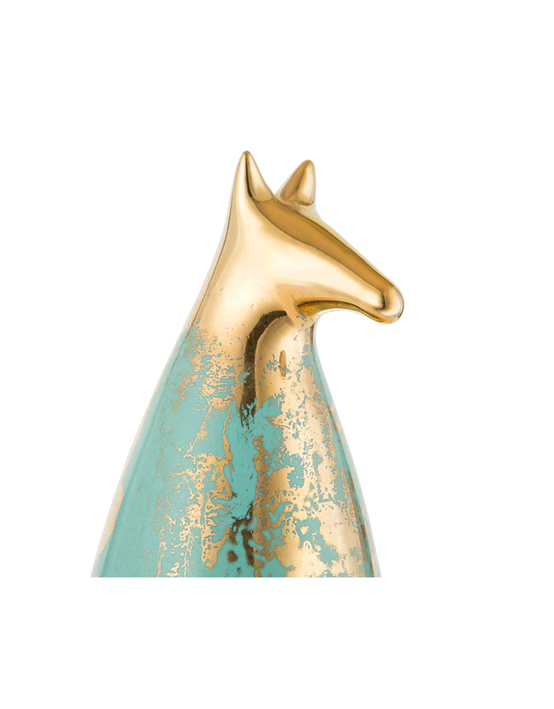 Modern Ceramic Gold Lustered Horse Figurine