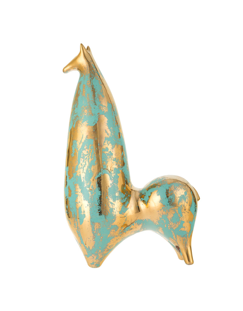 Modern Ceramic Gold Lustered Horse Figurine