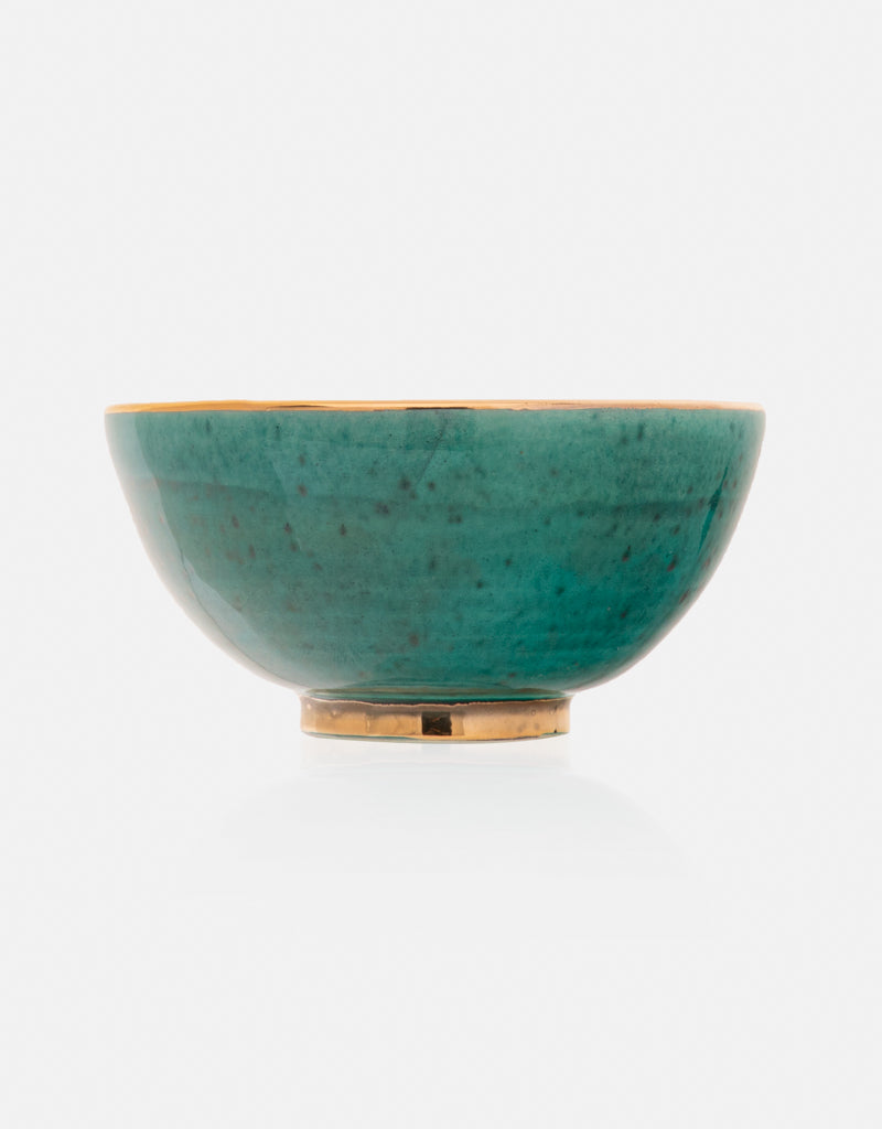DECORATIVE Rond Ceramic Bowl Handcrafted in 11Kt Gold- Size 3