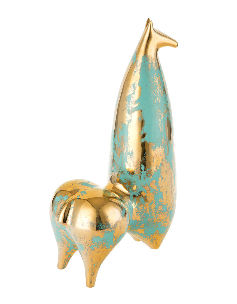 Modern Ceramic Gold Lustered Horse Figurine