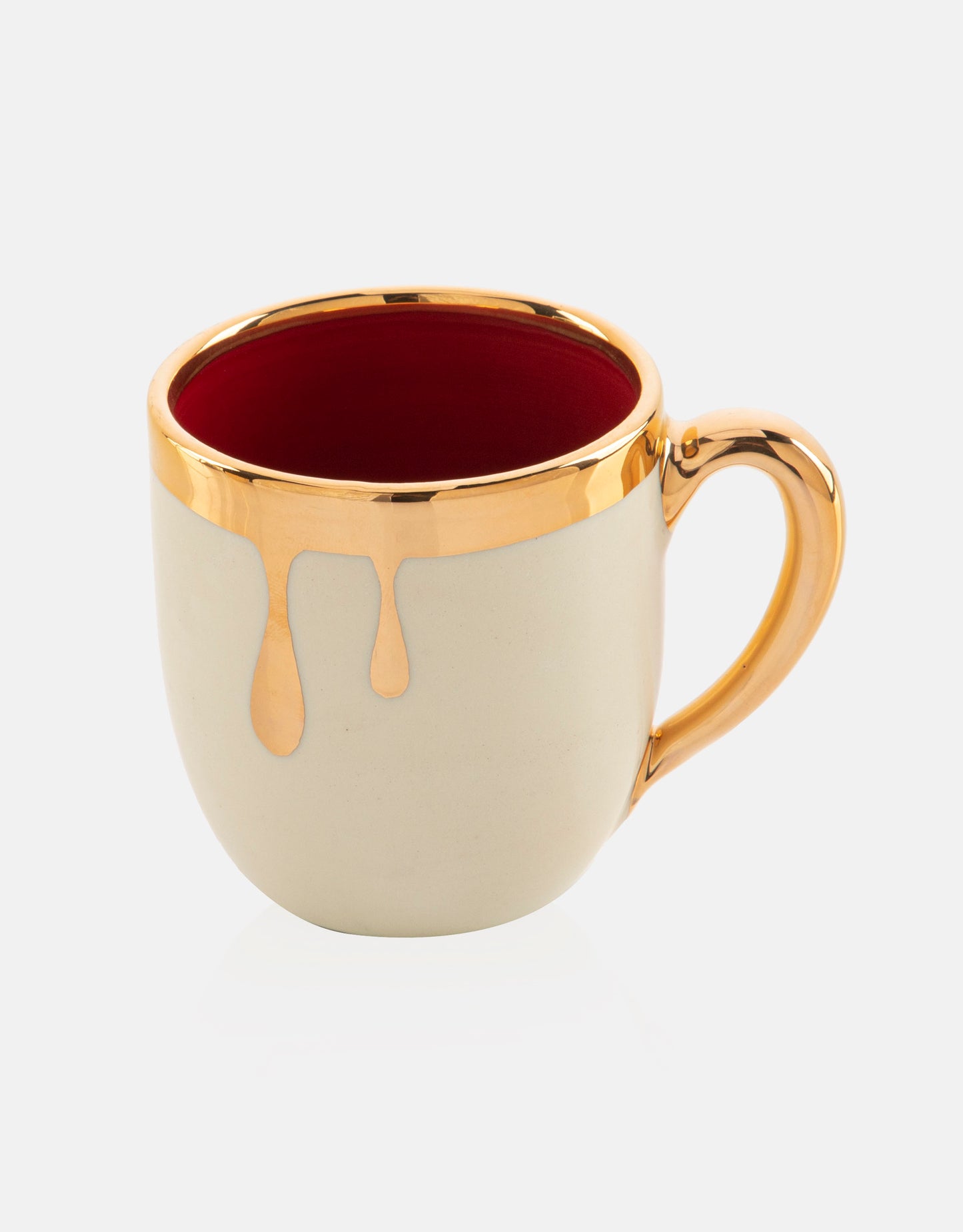 Burgundy Ceramic mug - With 11K gold-plated edges