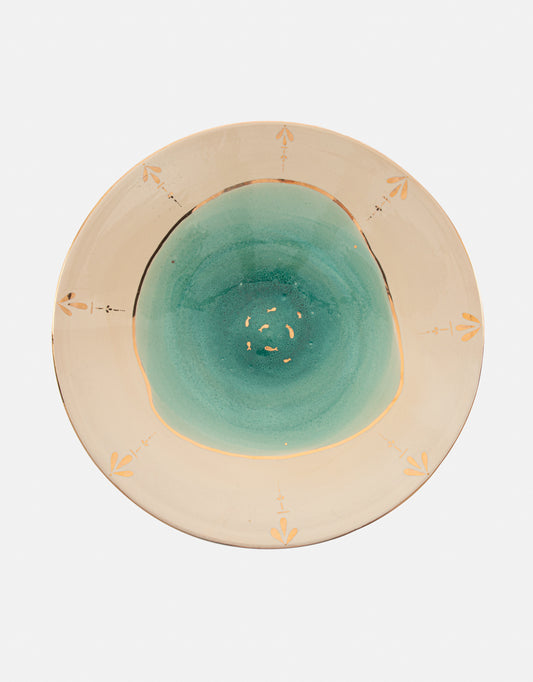 Extra Large Hand-Painted Gold Fish Pond Serving Platter