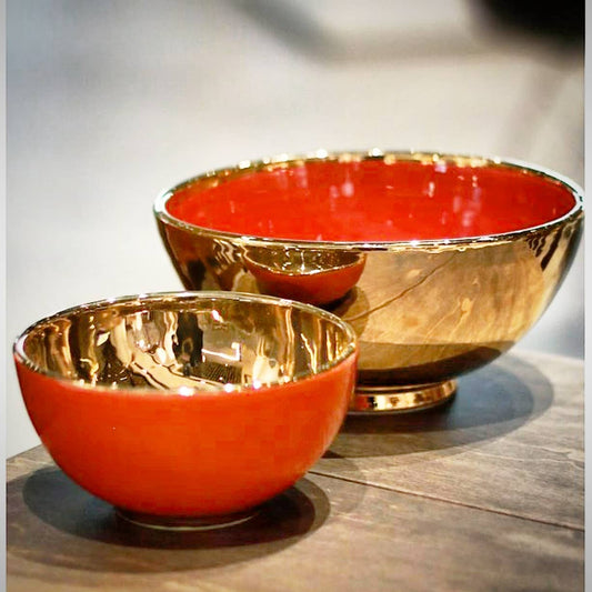 Ceramic Bowl Handcrafted in 11Kt Gold Outside
