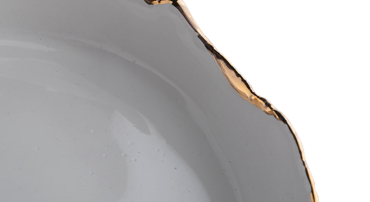 Gold Trimmed Wavy dish - Berkeh Size 9 ( 7.5")