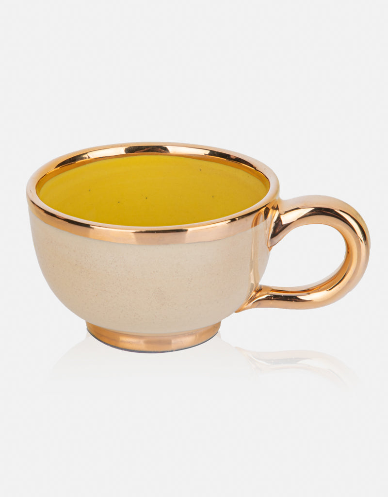Ceramic cup and saucer Set- with gold plated edges
