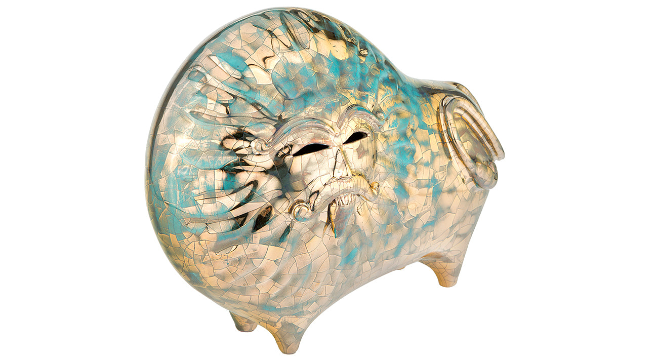 Handmade Lion man Statue - Gold plated