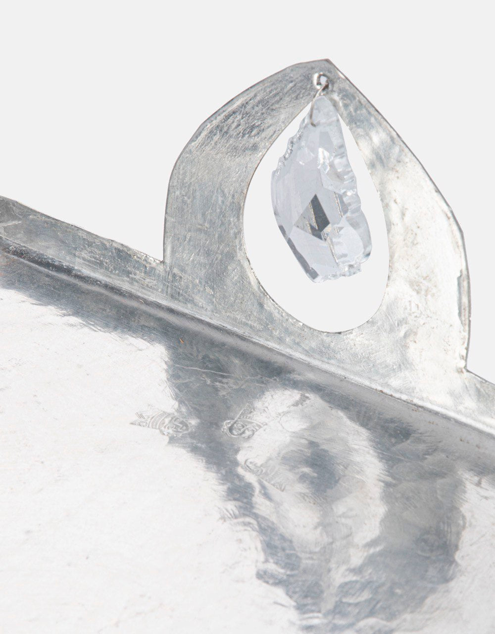 Copper Hammered Crystal Tray, Large