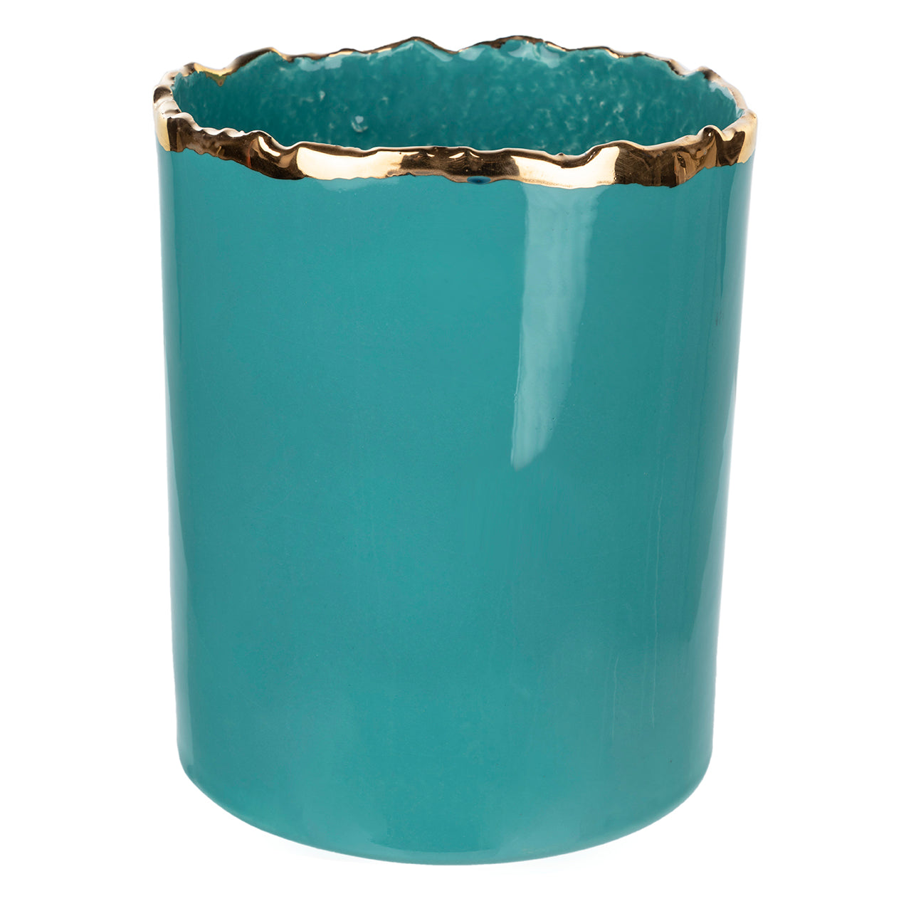 Large Gold Trimmed Wavy Planter/Vase - Berkeh 8-inch Height