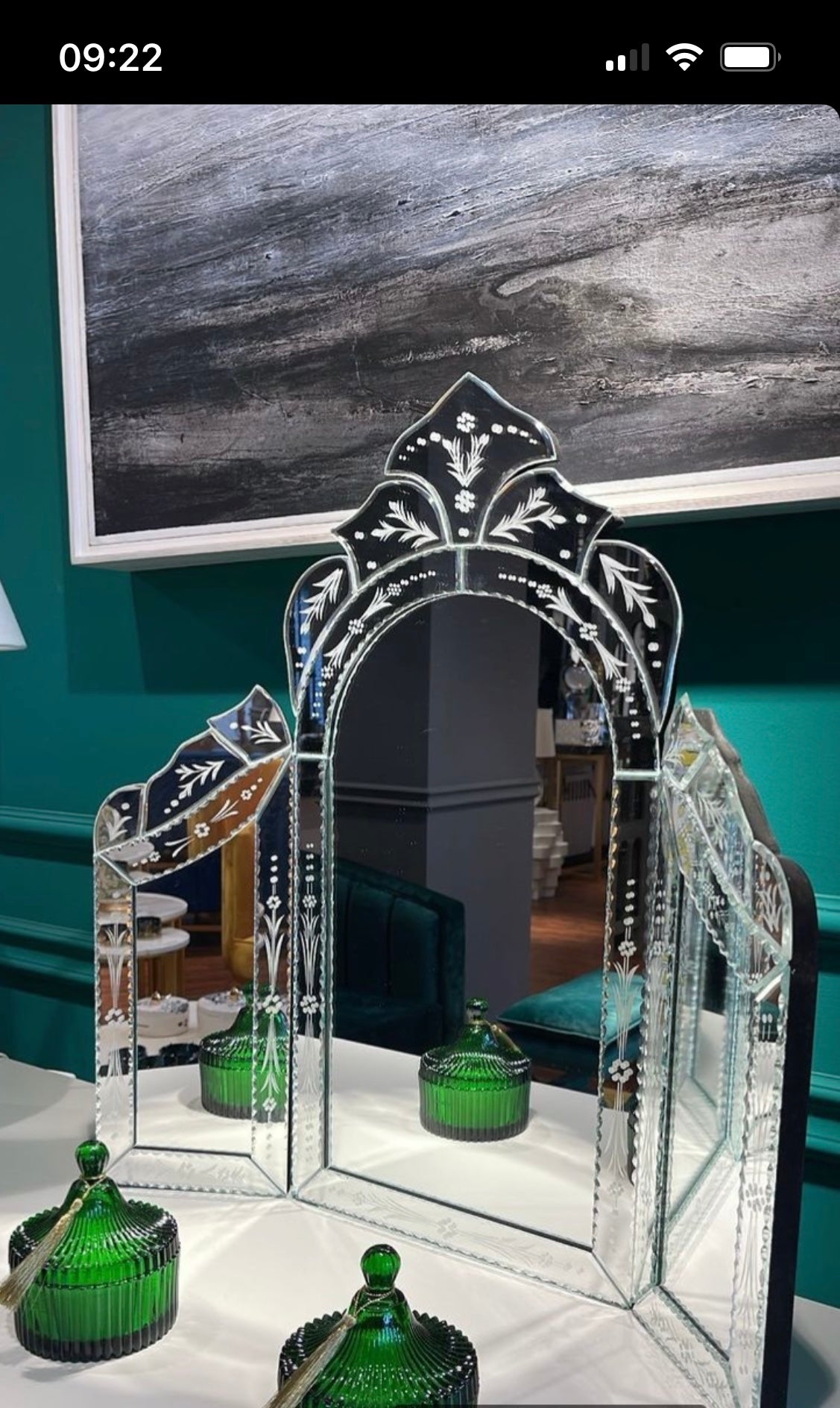 Trifold Glass Accents Vanity Mirror