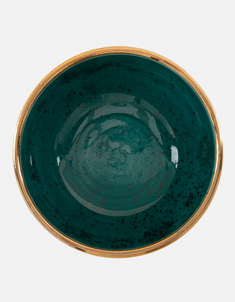 DECORATIVE Round Ceramic Bowl Handcrafted in 11Kt Gold