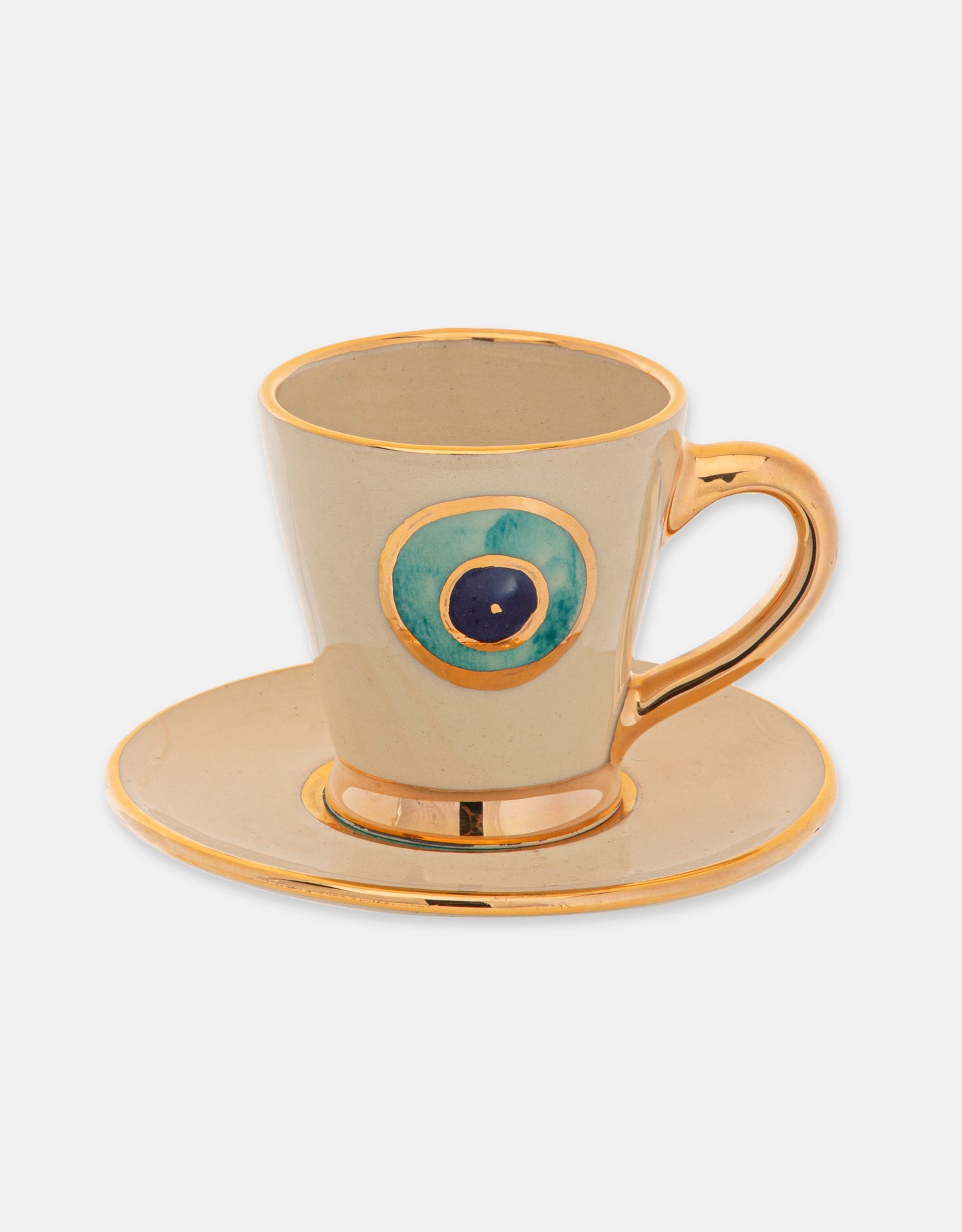 Ceramic cup and saucer Set- with gold plated edges