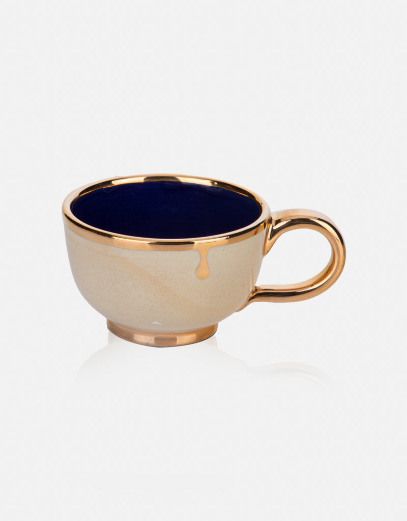 Ceramic cup and saucer Set- with gold plated edges