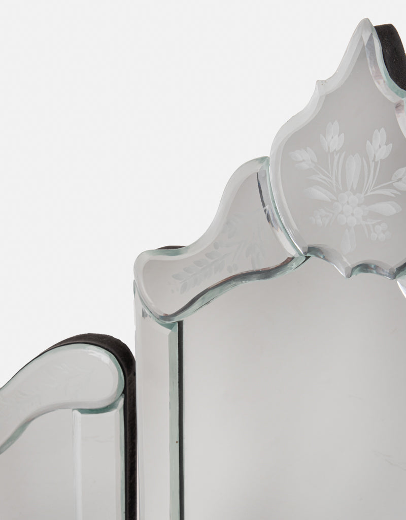 Trifold Glass Accents Vanity Mirror