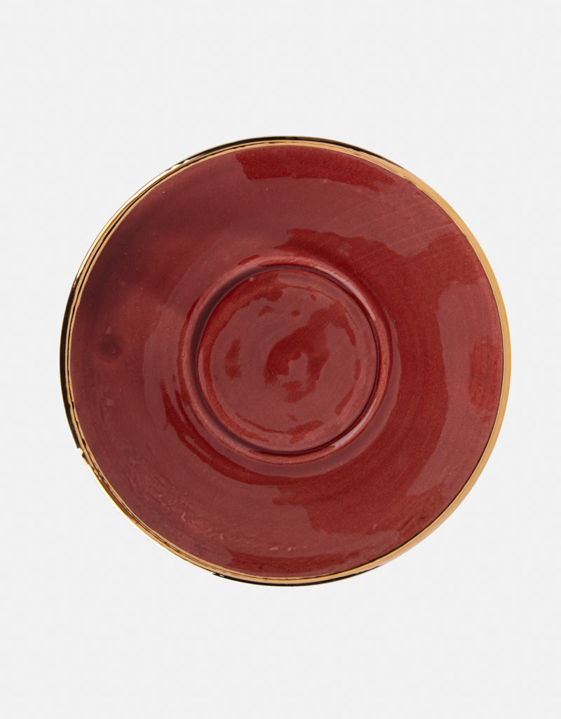 Ceramic cup and saucer Set- with gold plated edges