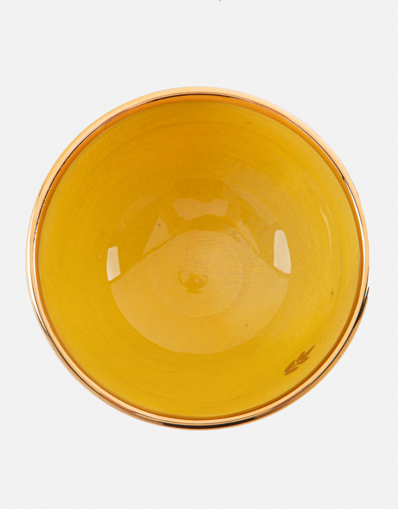 DECORATIVE Round Ceramic Bowl Handcrafted in 11Kt Gold