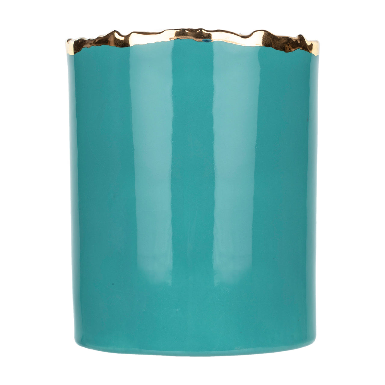 Large Gold Trimmed Wavy Planter/Vase - Berkeh 8-inch Height