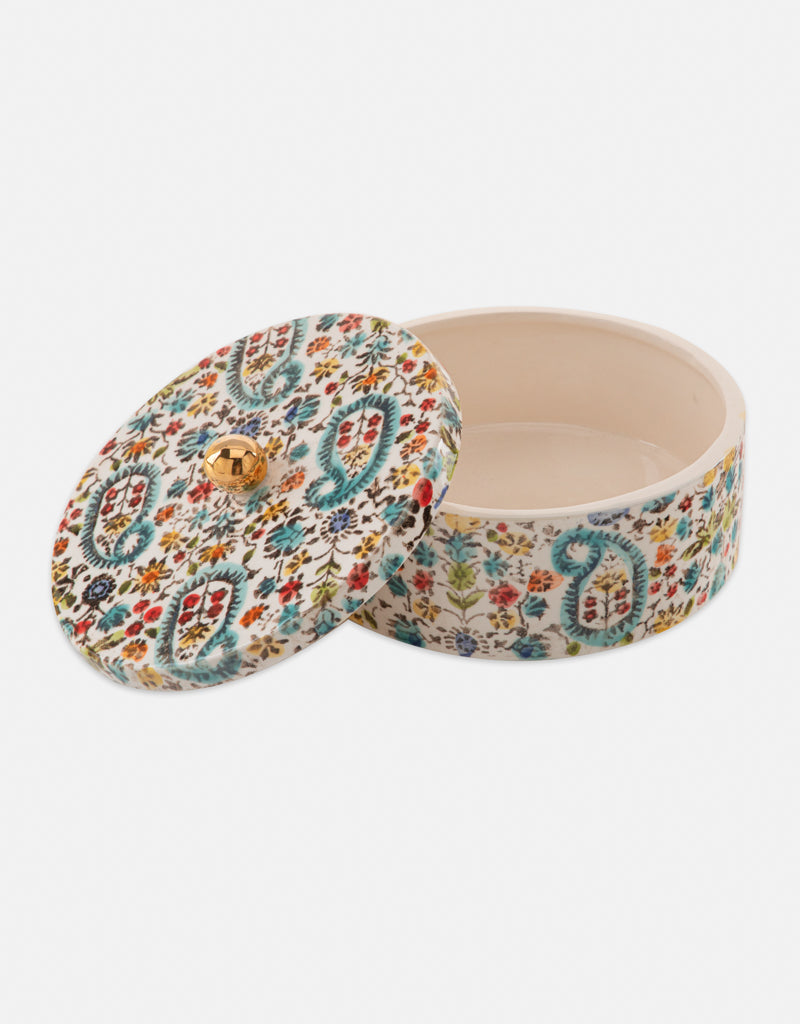 Round Ceramic Candy or Nut Box