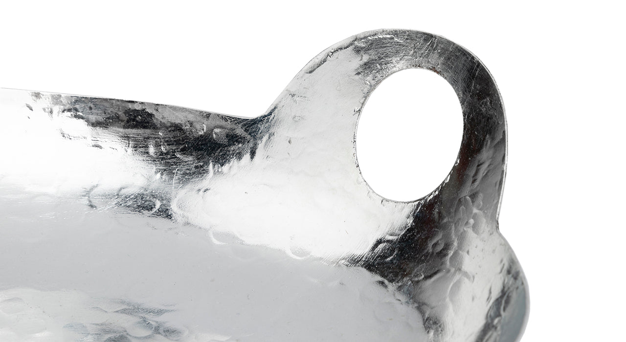 White copper bowl with hole handle