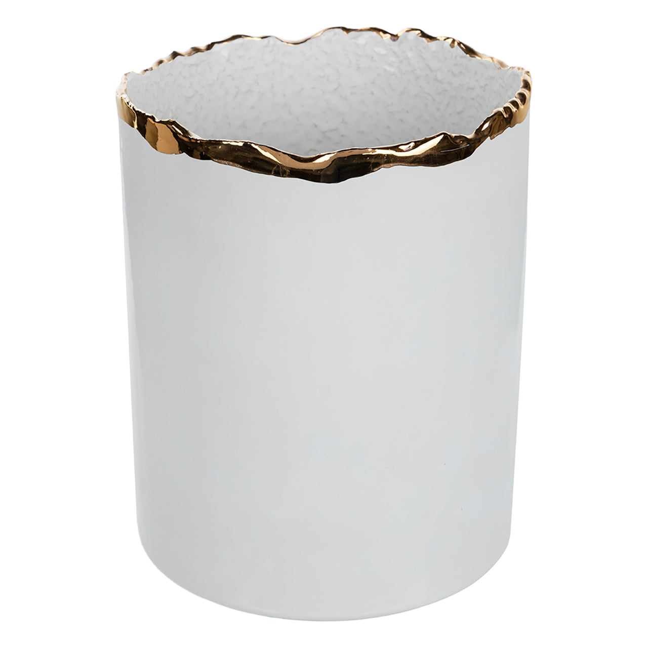 Large Gold Trimmed Wavy Planter/Vase - Berkeh 8-inch Height