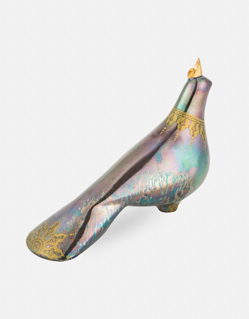 Ceramic pigeon with a gold crown- Fortune