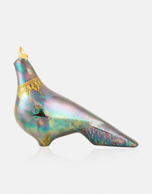 Ceramic pigeon with a gold crown- Fortune