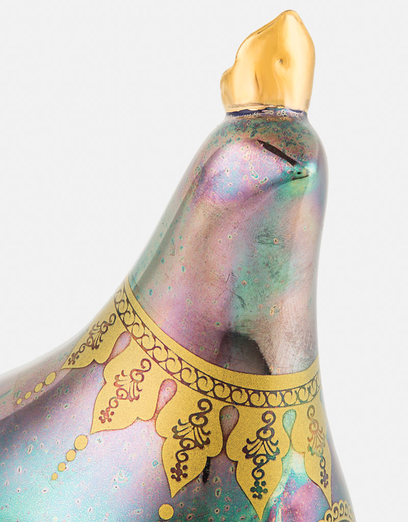 Ceramic pigeon with a gold crown- Fortune