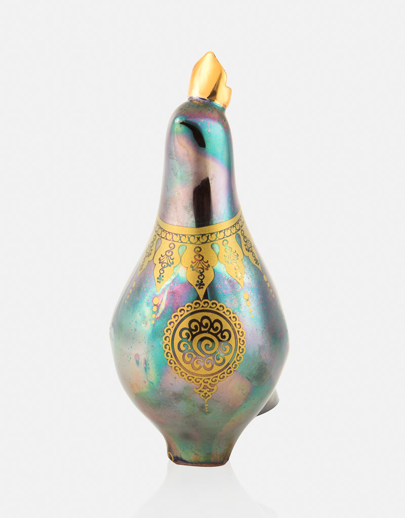 Ceramic pigeon with a gold crown- Fortune