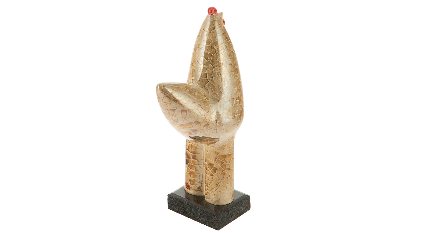 Ceramic Chicken / Roosters - Cracked glazed Painted