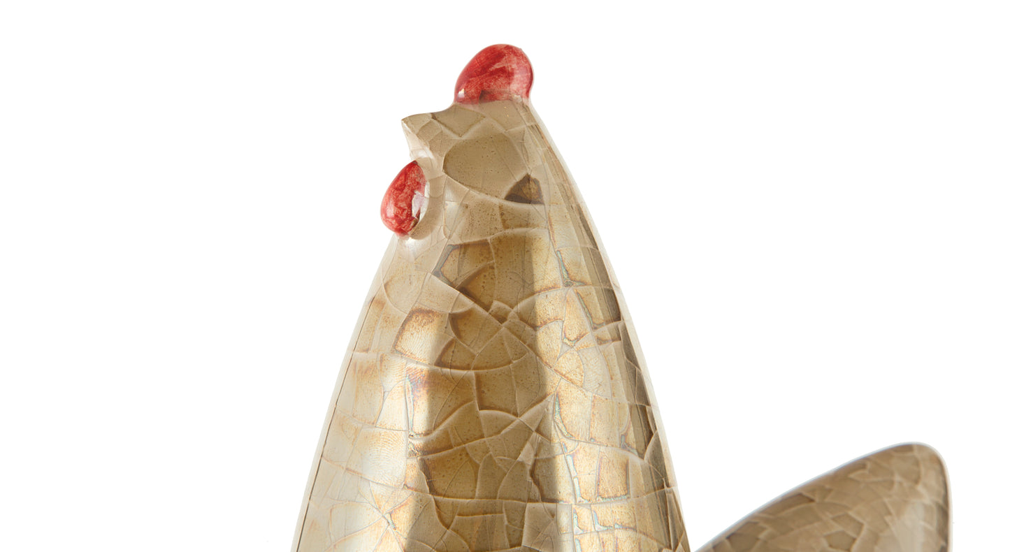 Ceramic Chicken / Roosters - Cracked glazed Painted