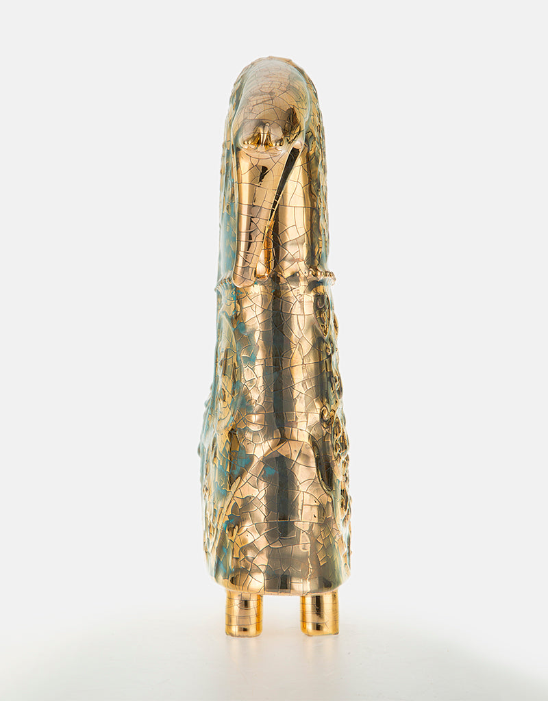 Modern Ceramic Gold Lustered EMBOSSED HORSE Sculpture