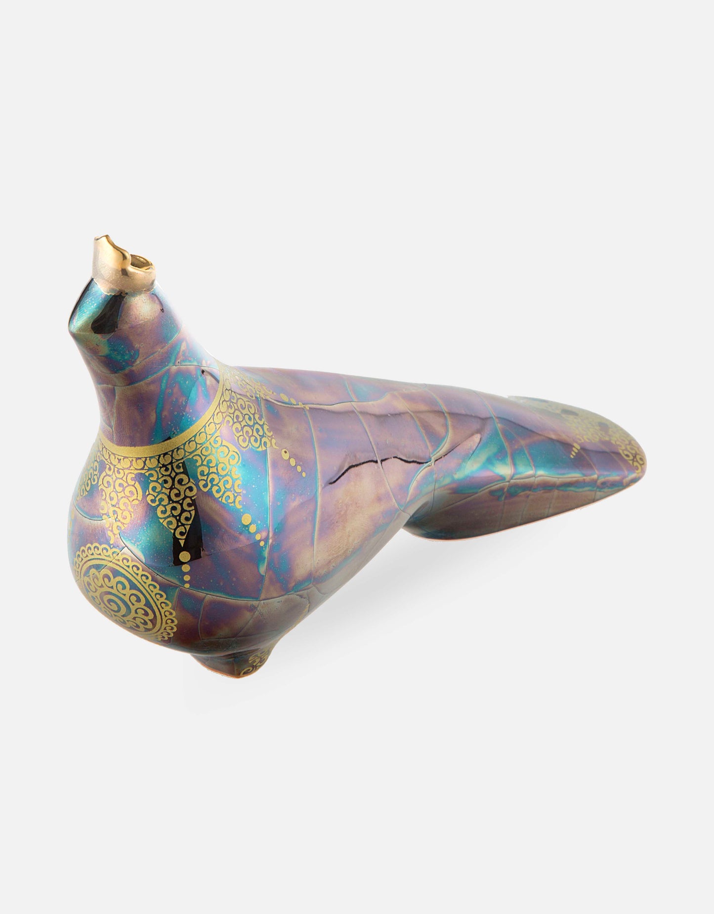 Ceramic pigeon with a gold crown- Fortune