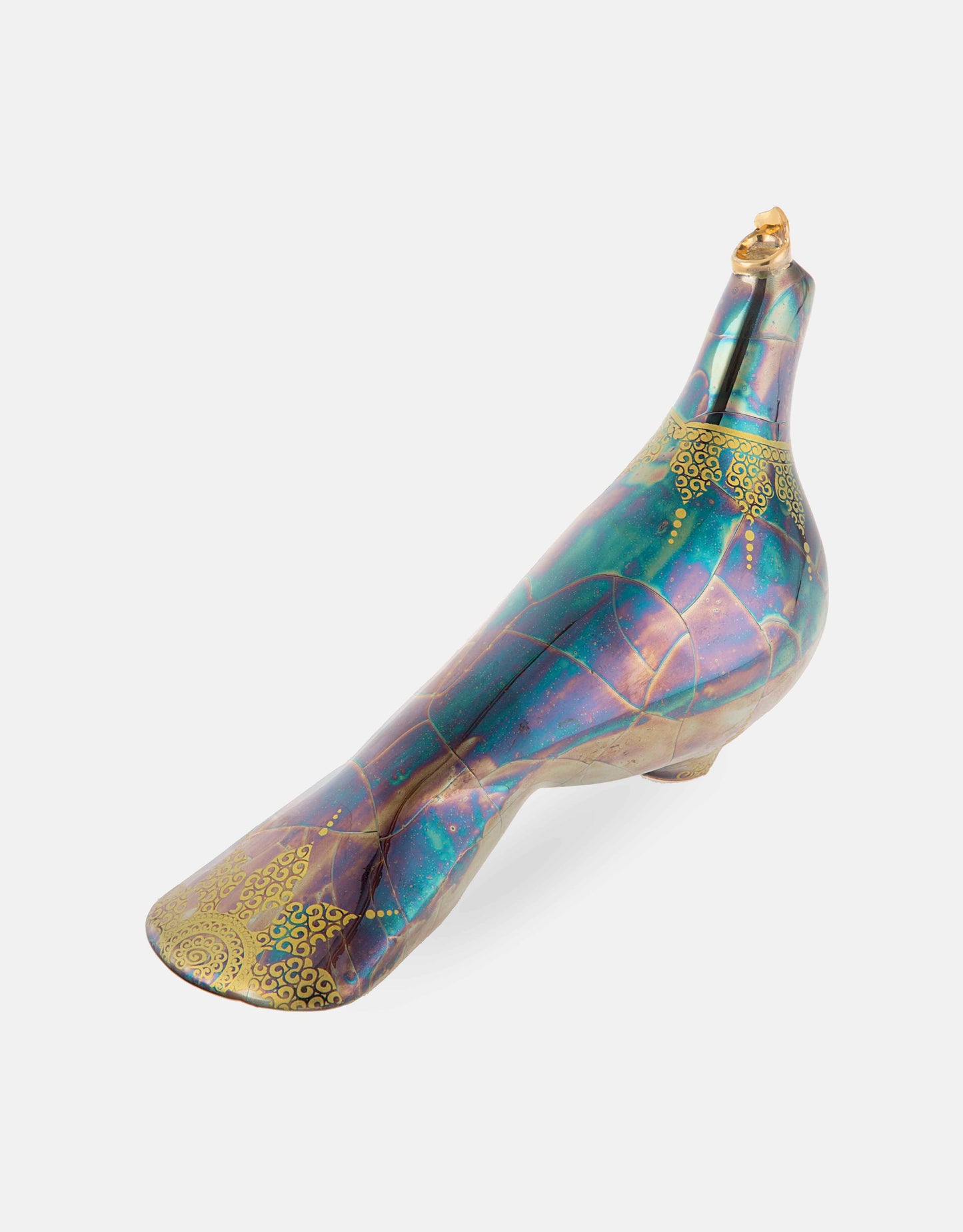 Ceramic pigeon with a gold crown- Fortune