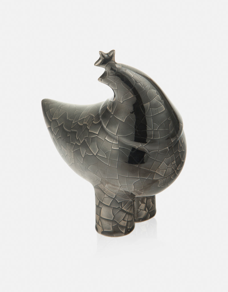 Ceramic Platinum Lustered Bird with Cracked glazed