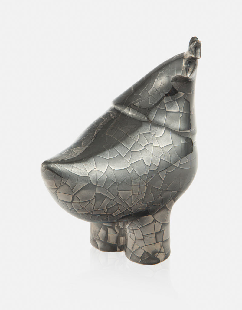 Ceramic Platinum Lustered Dancing Bird with Cracked glazed