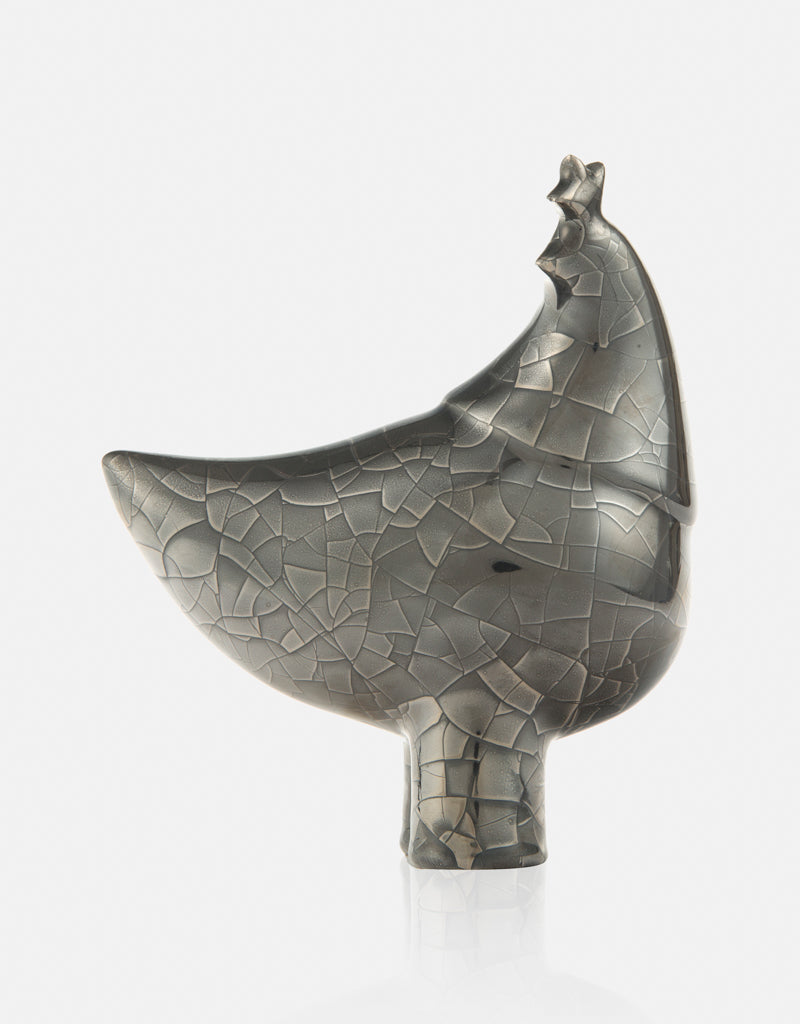 Ceramic Platinum Lustered Dancing Bird with Cracked glazed