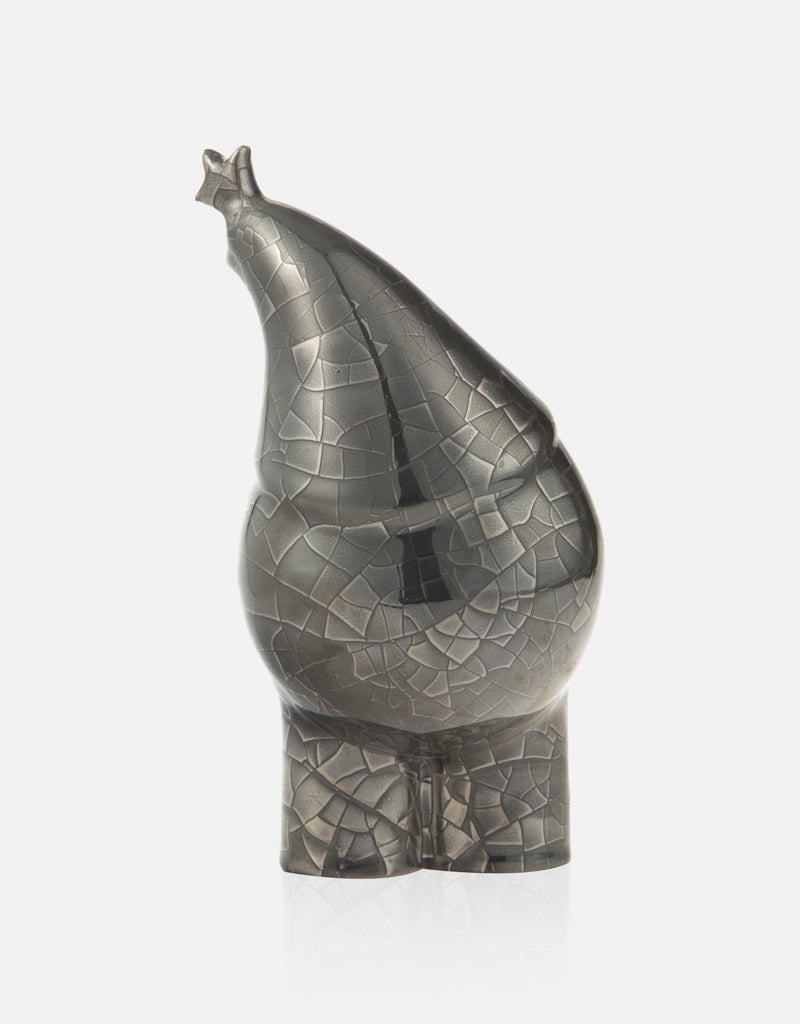 Ceramic Platinum Lustered Bird with Cracked glazed