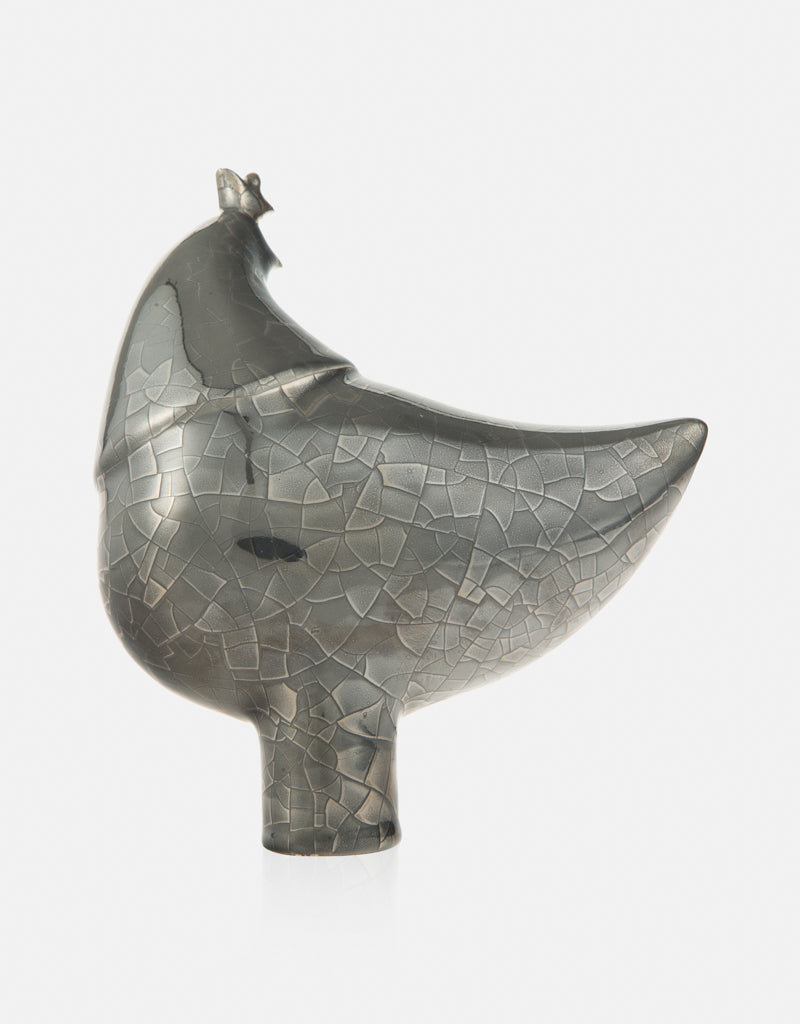 Ceramic Platinum Lustered Dancing Bird with Cracked glazed